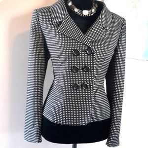 Le Suit  Black / White Print Blazer/ Jacket Size 14P
